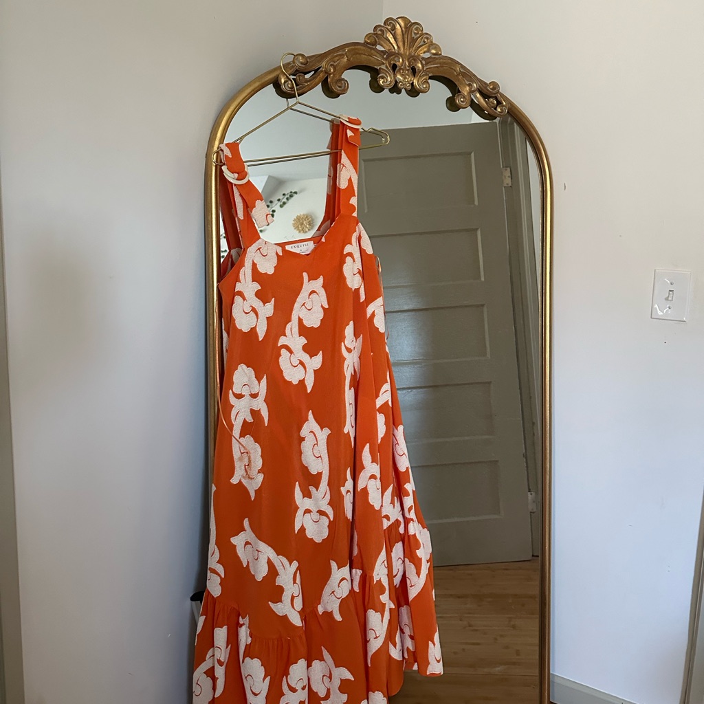 Anthropologie Exquise Orange And White Dress Size Medium